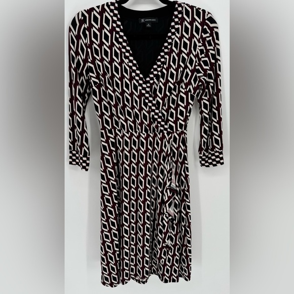 INC International Concepts Women's Red/White/Black Wrap Dress - Picture 1 of 15